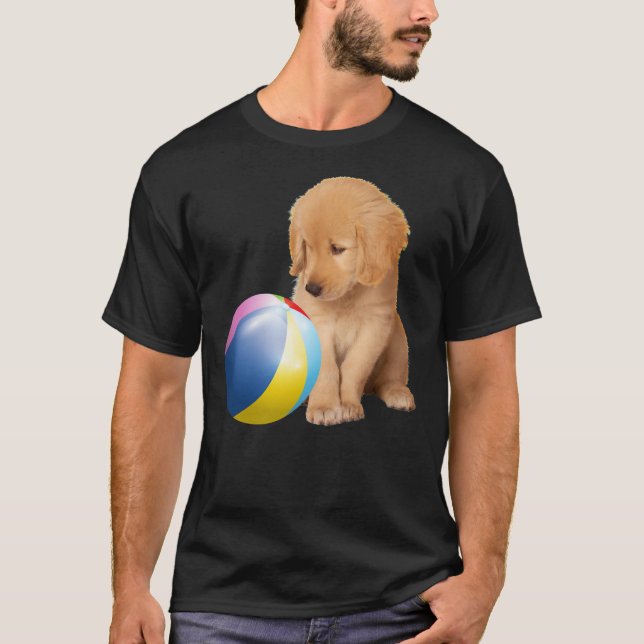 Golden Retriever Dog Pet And Ball Labrador Puppy T-Shirt (Front)