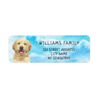 Golden Retriever Dog Pet Animal Watercolor Address