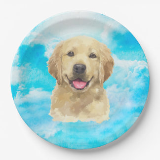 Golden Retriever Dog Pet Animal Watercolor Paper Plate