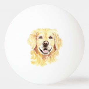 Golden Retriever Dog Pet Animal watercolor Ping Pong Ball