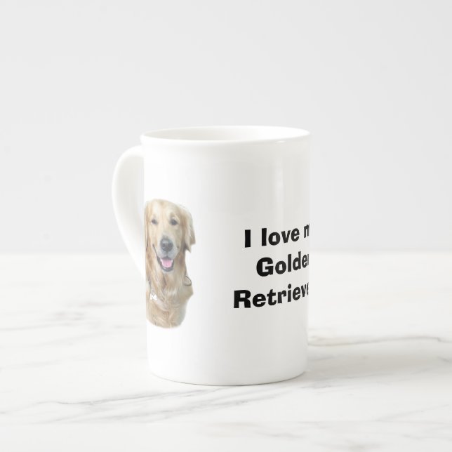 Golden Retriever dog photo portrait Bone China Mug (Front Left)