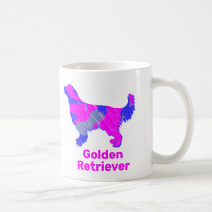 Golden Retriever Dog Pink & Blue Abstract White Coffee Mug