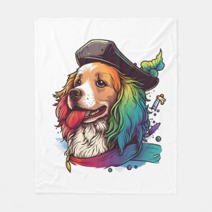 Golden Retriever Dog Pirate Fleece Blanket
