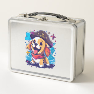 Golden Retriever Dog Pirate    Metal Lunch Box