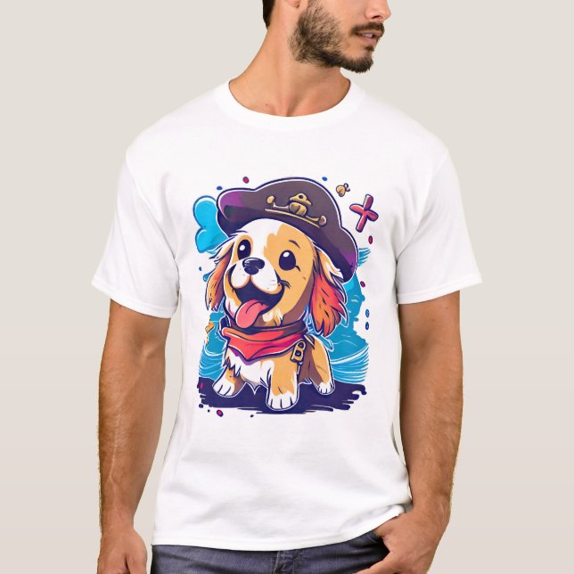 Golden Retriever Dog Pirate    T-Shirt (Front)
