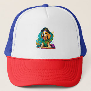 Golden Retriever Dog Pirate Trucker Hat
