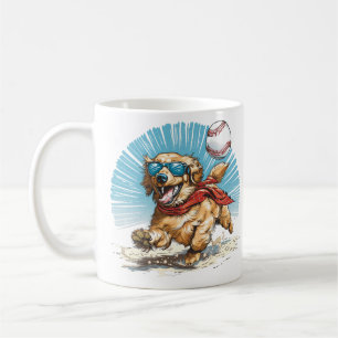Golden Retriever Dog Playing Baseball Coffee Mug