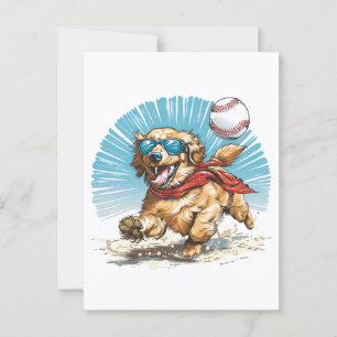 Golden Retriever Dog Playing Baseball Postcard