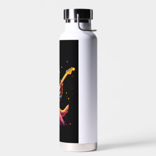 Golden Retriever dog Playing Electric Guitar Rock  Water Bottle