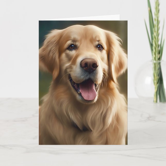 Golden Retriever Dog Portrait Blank Greeting  Card (Front)