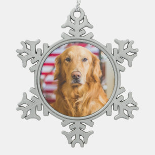 Golden Retriever dog portrait Snowflake Pewter Christmas Ornament
