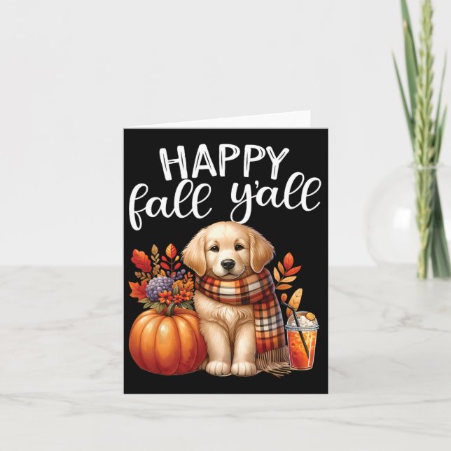 Golden Retriever Dog Pumpkin Spice Happy Fall Yall Card (Front)