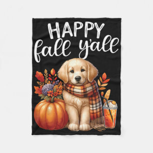 Golden Retriever Dog Pumpkin Spice Happy Fall Yall Fleece Blanket
