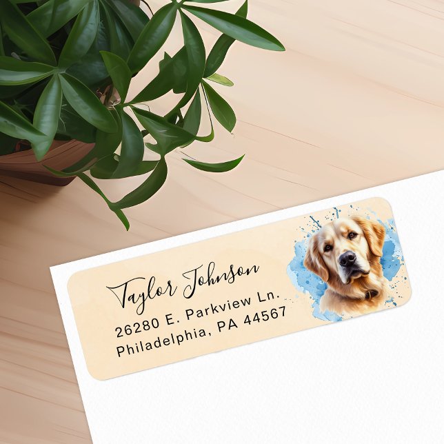 Golden Retriever Dog Return Address (Creator Uploaded)