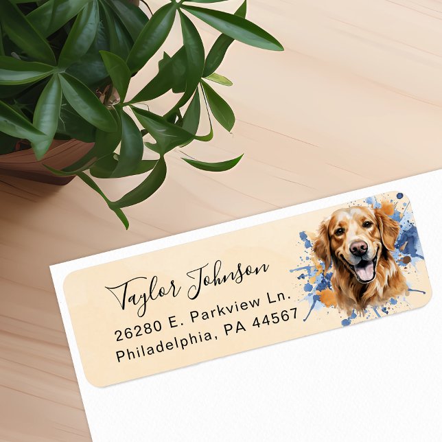 Golden Retriever Dog Return Address (Creator Uploaded)