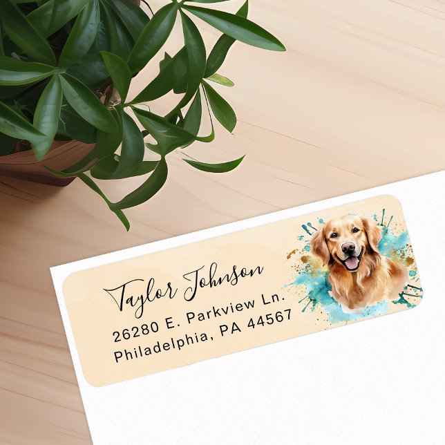 Golden Retriever Dog Return Address Label (Creator Uploaded)