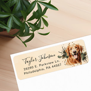 Golden Retriever Dog Return Address Label