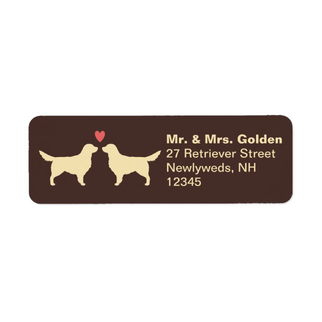 Golden Retriever Dog Silhouettes with Heart Couple (Front)
