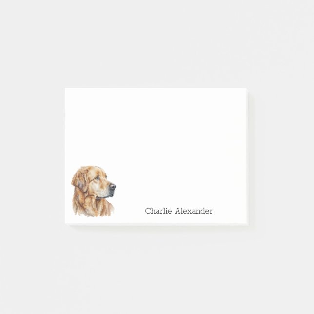 Golden Retriever Dog Simple Modern Personalized Post-it Notes (Front)