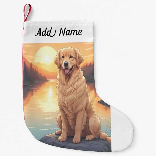 Golden Retriever  Dog Small Christmas Stocking (Front)
