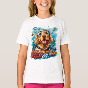 Golden Retriever Dog Snorkelling Coral Reef T-Shirt