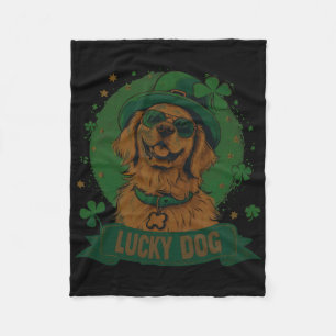 Golden Retriever Dog - St. Patrick's Day Saint Pad Fleece Blanket