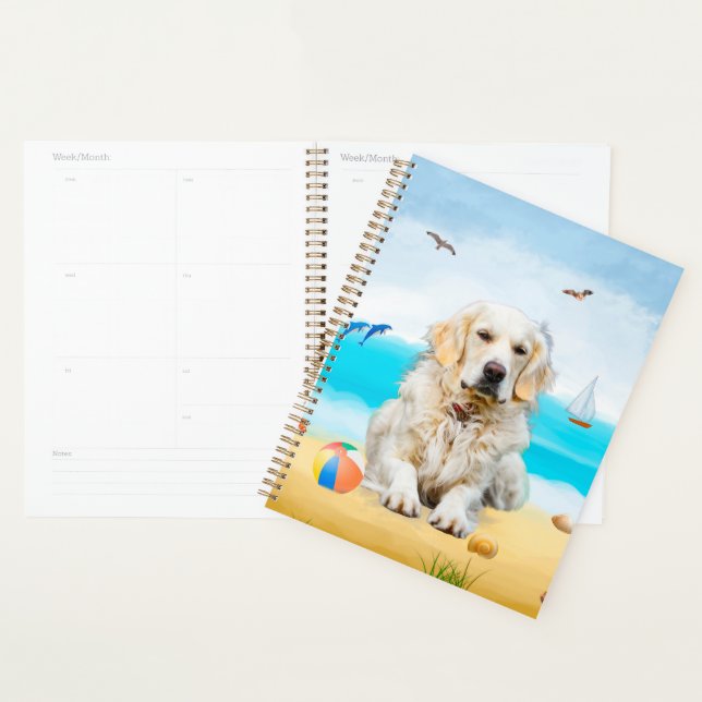 Golden Retriever Dog sur la plage (Devant avec enveloppe)