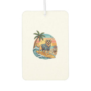 Golden Retriever Dog Surfing Surfboard Sunset Palm Air Freshener
