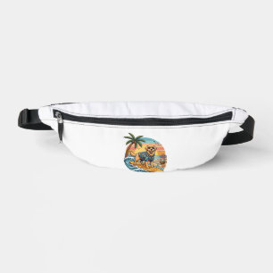 Golden Retriever Dog Surfing Surfboard Sunset Palm Fanny Pack