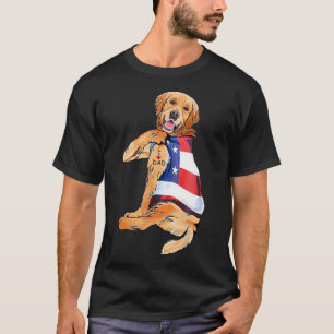 Golden Retriever Dog Tattoo I Love Dad T-Shirt