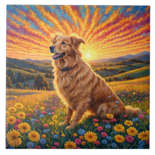 Golden Retriever dog Tile