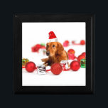 Golden Retriever Dog W Red Santa Hat Christmas Gift Box<br><div class="desc">Cute Golden Retriever Dog Wearing Red Santa Hat with Christmas ornaments and gift boxes.</div>
