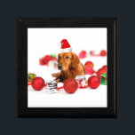 Golden Retriever Dog W Red Santa Hat Christmas Gift Box<br><div class="desc">Cute Golden Retriever Dog Wearing Red Santa Hat with Christmas ornaments and gift boxes.</div>