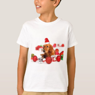 Golden Retriever Dog W Red Santa Hat Christmas T-Shirt