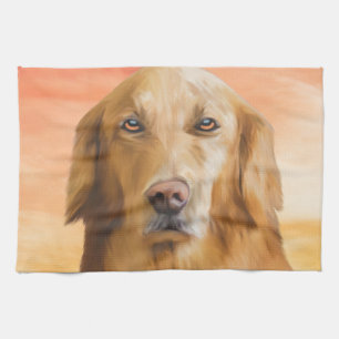 Golden Retriever Dog Water Colour Art Oil Painting Kitchen Towel