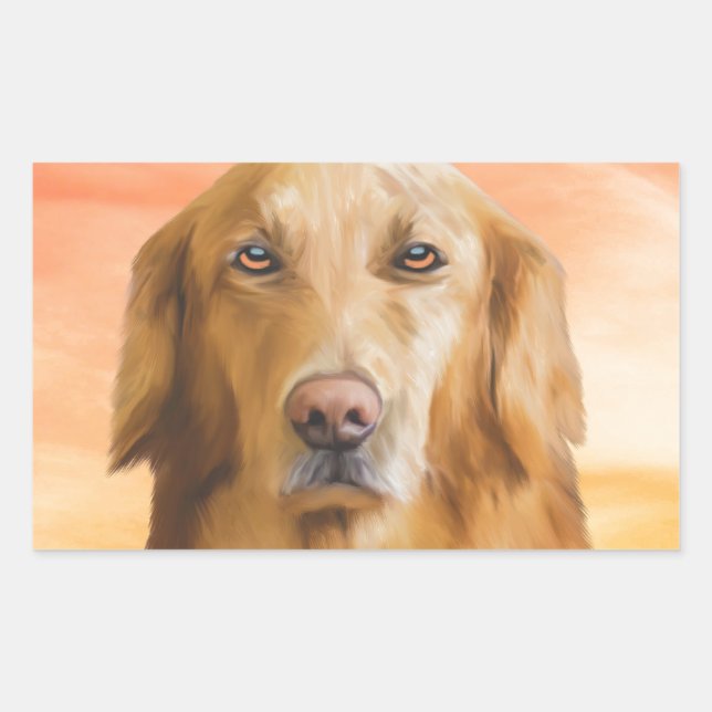 Golden Retriever Dog Water Colour Art Oil Painting Sticker (Front)