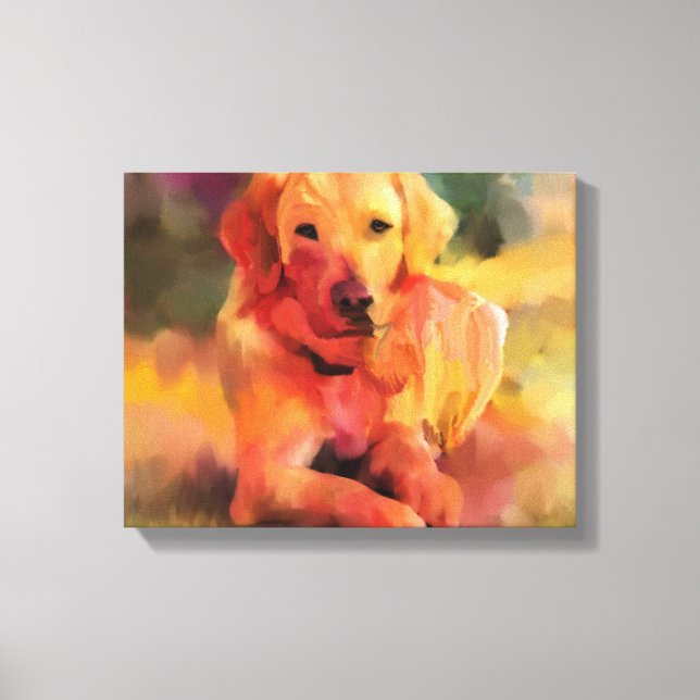 Golden Retriever Dog Watercolor Art Canvas Print (Front)
