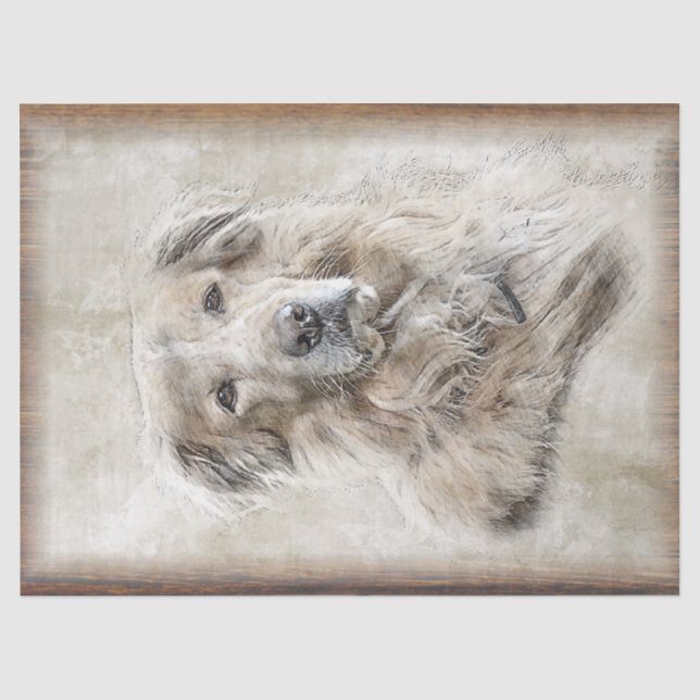 Golden Retriever Dog Watercolor Tissue Paper (Front)