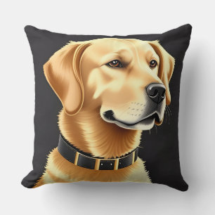 Golden Retriever Dog Wearing a Leather Collar Throw Pillow