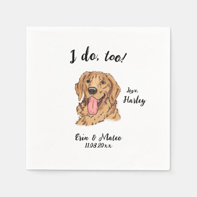Golden Retriever Dog Wedding Cocktail Napkins  (Front)