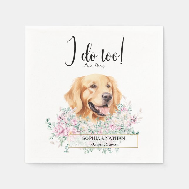 Golden Retriever Dog Wedding Cocktail Napkins (Front)