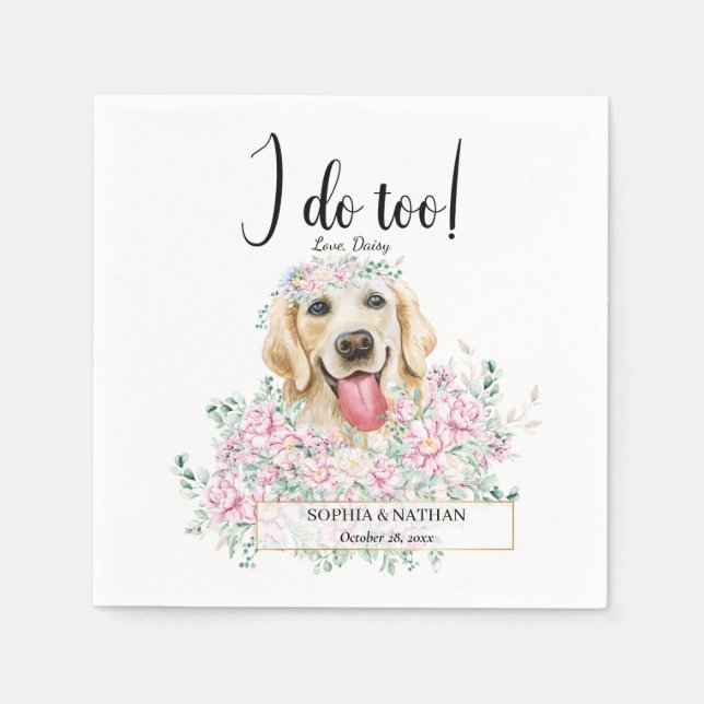 Golden Retriever Dog Wedding Cocktail Napkins (Front)