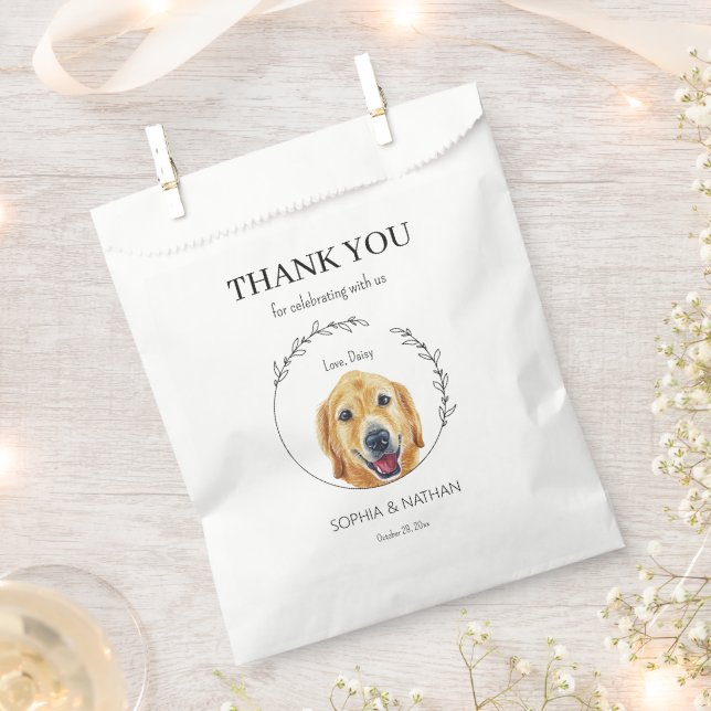 Golden Retriever Dog Wedding Thank You Favour Bag (Clipped)