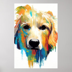 Golden Retriever Dog Wild Nature Animal Painting Poster