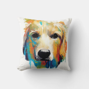 Golden Retriever Dog Wild Nature Animal Painting Throw Pillow