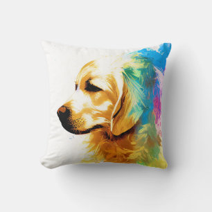 Golden Retriever Dog Wild Nature Animal Painting Throw Pillow