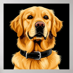 Golden Retriever Dog with Black Collar Poster