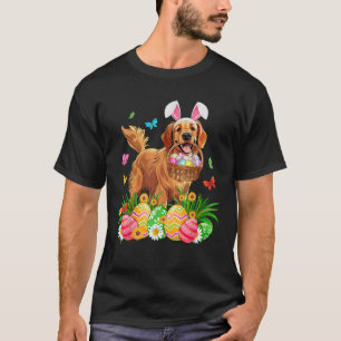 Golden Retriever Dog With Bunny Ears Egg Basket Ea T-Shirt