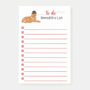 Golden Retriever Dog with Hat Painting To Do List Post-it Notes