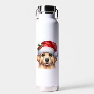 Golden Retriever Dog with Santa Claus Style-82535 Water Bottle